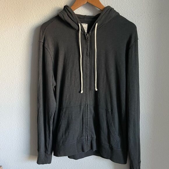 J. Crew Factory Ringspun Jersey Cotton Zip Up Hoodie in Charcoal Grey - Picture 3 of 6